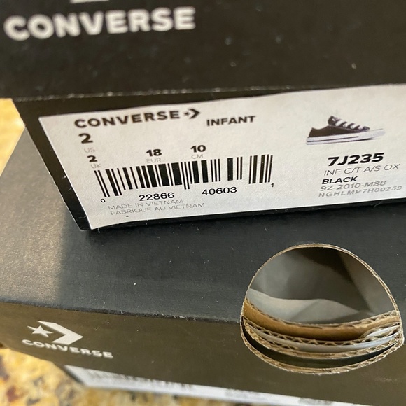 New Converse Infant CTAS Low Black 7j235 Sneakers - Picture 5 of 5